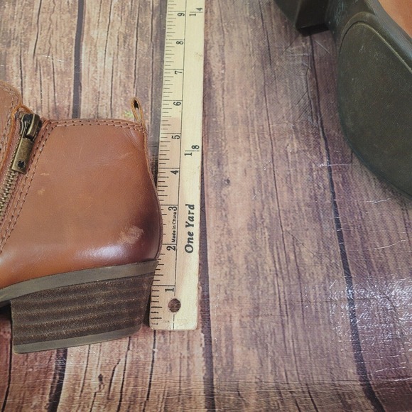 Lucky Brand Womens Boots Brown 6.5 Basel Ankle 1.5" Block Heel Almond Toe - Picture 2 of 10